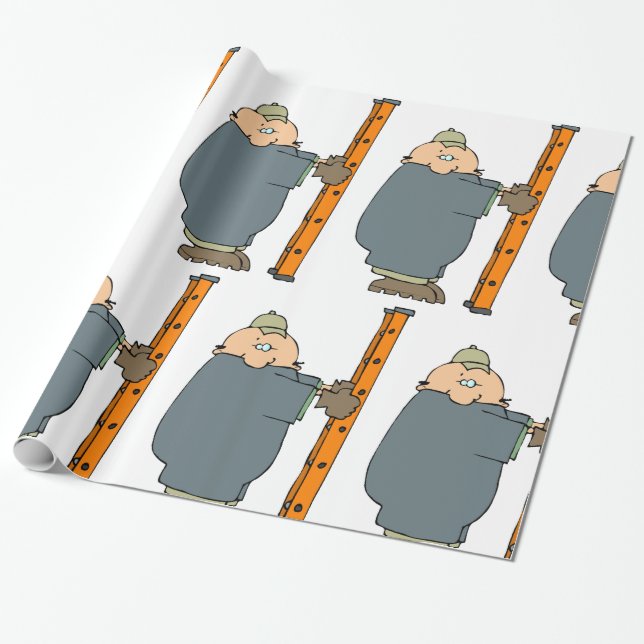 Papier Cadeau Homme Tenant Une Échelle (Déroulé)