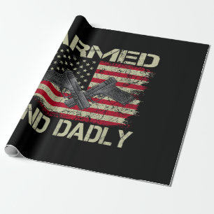 Papier Cadeau Hommes armés et papa drôle mortel pour papa
