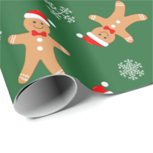 Papier Cadeau Hommes en pain d'épice de Noël Flocons de neige No