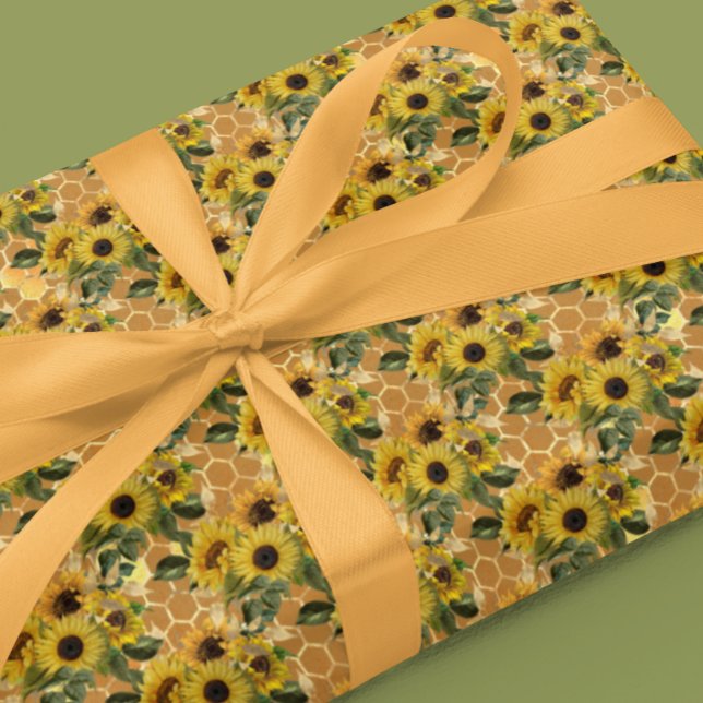 Papier Cadeau Honeypeb Bee Sunflower motif (Créateur téléchargé)