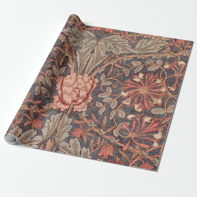 Papier Cadeau Honeysuckle, modèle floral de William Morris (Déroulé)