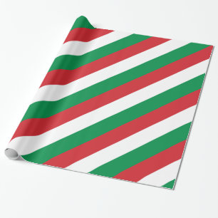 Papier Cadeau Hongrie Rouge Blanc Vert Grandes