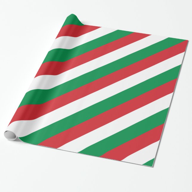 Papier Cadeau Hongrie Rouge Blanc Vert Grandes (Déroulé)