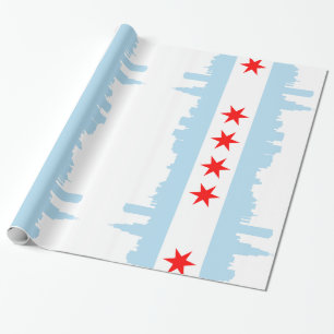 Papier Cadeau Horizon de drapeau de Chicago