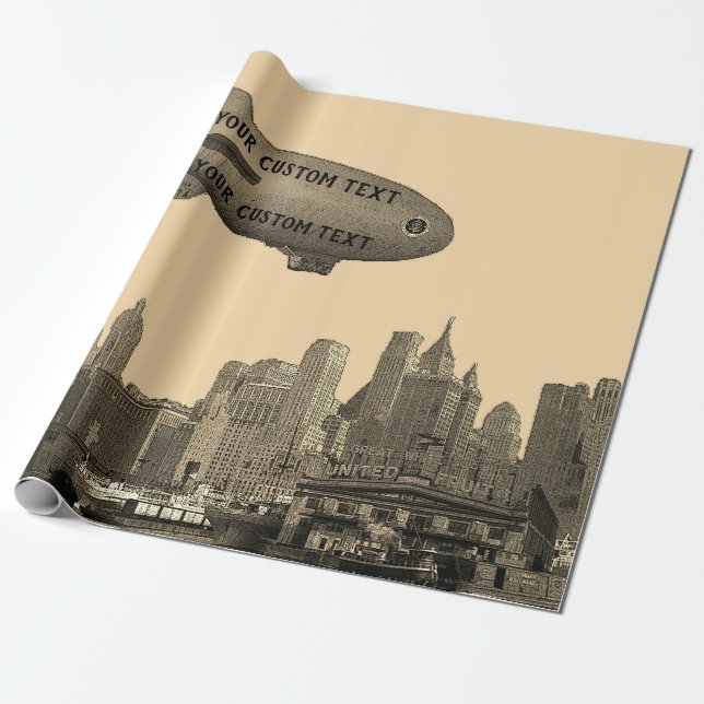 Papier Cadeau HORIZON de NEW YORK CITY de DIRIGEABLE SOUPLE des (Déroulé)