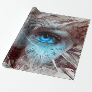 Papier Cadeau horloge de l'oeil surréaliste Imaginaire