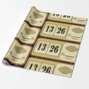 Papier Cadeau Horloge Radio Flip Vintage Rétro