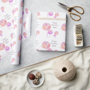 Papier Cadeau Horloge rose personnalisée Anniversaire
