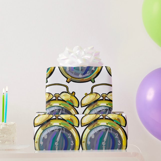 Papier Cadeau Horloge vintage d'alarme or Retro Timepiece (Créateur téléchargé)