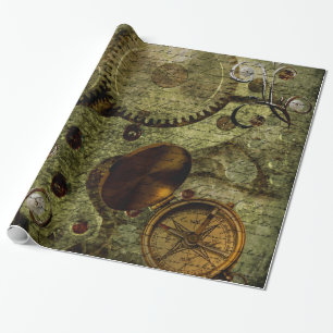 Papier Cadeau Horloges grunges et vitesses de Steampunk