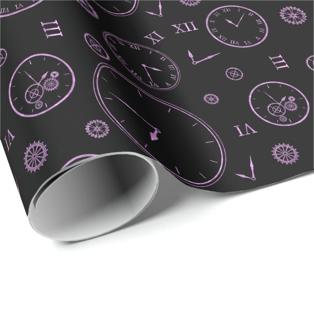 Papier Cadeau Horloges & Rouages (Coin rond)