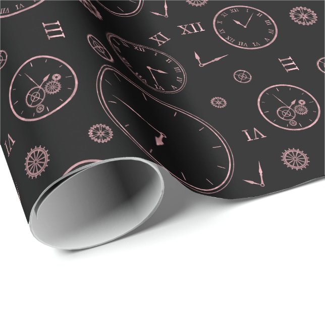 Papier Cadeau Horloges & Rouages (Coin rond)