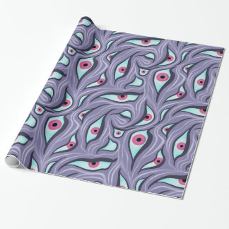 Papier Cadeau Horreur psychédélique - Motif oculaire pourpre