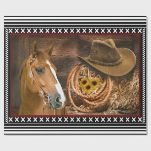 Papier Cadeau Horse cowboy Hat Lasso Western