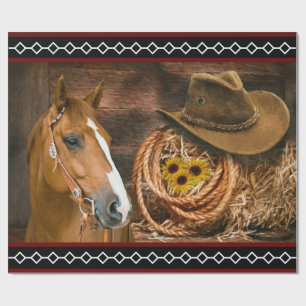 Papier Cadeau Horse cowboy Hat Lasso Western