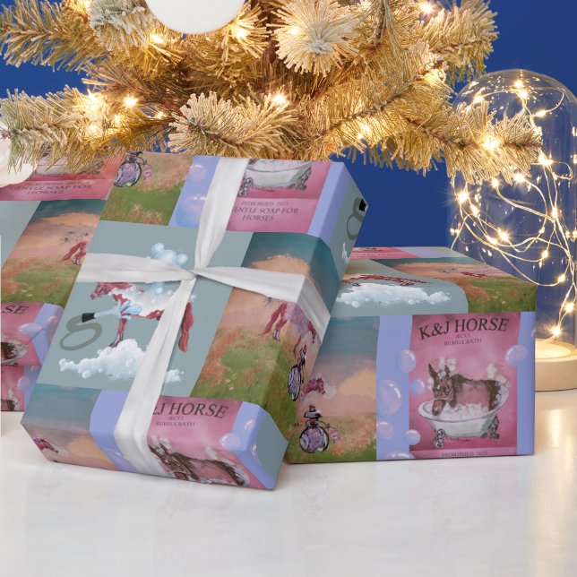 Papier Cadeau horses bathing (Vacances)