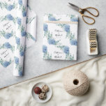 Papier Cadeau Hortensia Bleu Fleurs Mariage Personnalisé<br><div class="desc">Les hortensias bleus sur un fond blanc beau cadeau personnalisé pour une baby shower ou un mariage. Un moyen parfait pour emballer tous vos cadeaux de baby shower ou de mariage pour la mariée ou le marié. Parfait pour un mariage en toute saison, Les hortensias aquarelles sont juste magnifiques. Élégant...</div>