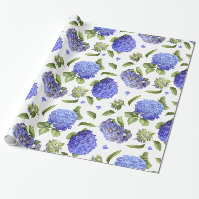 Papier Cadeau Hortensias bleus (Déroulé)