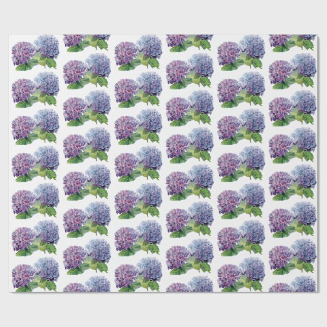 Papier Cadeau Hortensias bleus (Plat)