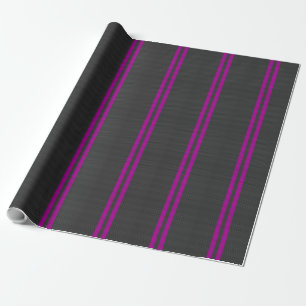 Papier Cadeau Hot Fuchsia Pink Racing Stripes Carbon Fibre Style