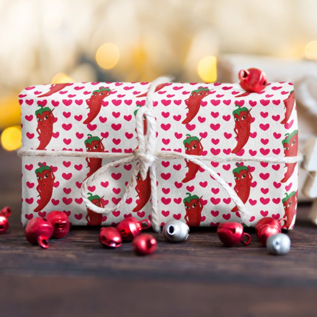 Papier Cadeau Hot Pepper Diva Pink Hearts Motif Dessin (Créateur téléchargé)