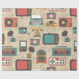 Papier Cadeau houndstooth vintage rétro nostalgie jukebox