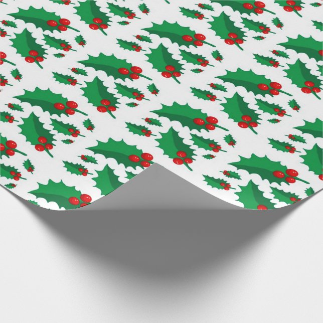 Papier Cadeau Houx de Noël (Coin)