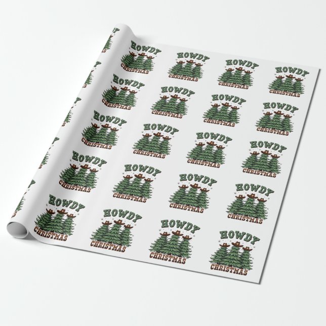 Papier Cadeau Howdy Christmas Cactus Western Xmas (Déroulé)