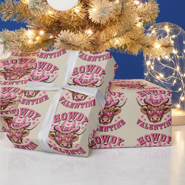 Papier Cadeau Howdy Valentine Cow Valentines Da&y Coquette Love (Vacances)