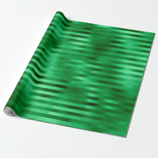 Papier Cadeau Huile à bandes vertes (Déroulé)