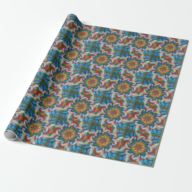 Papier Cadeau Hummingbird Mandala Design wrapping paper (Déroulé)