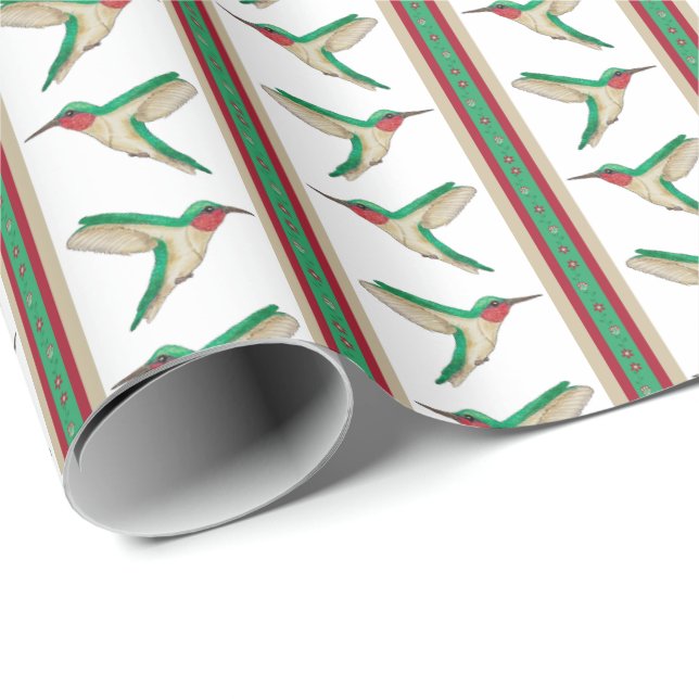 Papier Cadeau Hummingbird Stripe (Coin rond)
