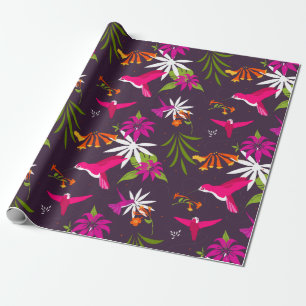 Papier Cadeau Hummingbirds Tropical Rainforest Colorful Print