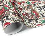 Papier Cadeau Humorous Satirical Christmas Wrapping Paper<br><div class="desc">Wrap your gifts with a touch of humor using this satirical Christmas wrapping paper! The seamless design features exaggerated caricatures of Santa Claus, reindeer in sunglasses, tangled Christmas lights, and minimal sarcastic phrases like "Ho Ho Nope!" and "No Gifts, Just Snacks." With a vibrant color palette of red, green, white,...</div>