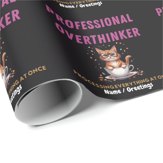 Papier Cadeau Humour de chat identifiable de surpenseur professi (Coin rond)
