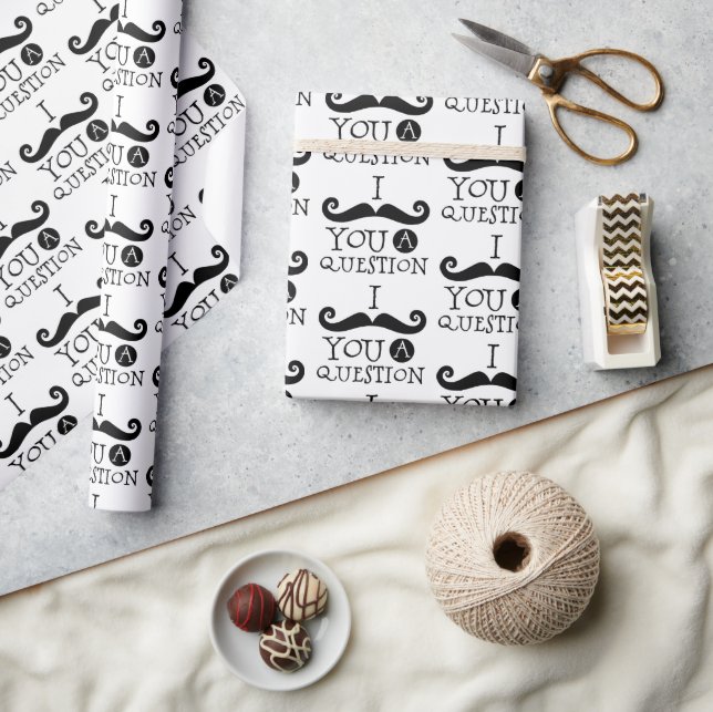 Papier Cadeau Humour de moustache blanc noir (Artisanat)