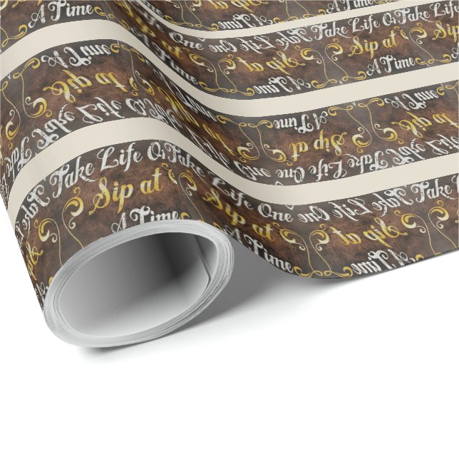 Papier Cadeau Humour graphique à vin (Coin rond)