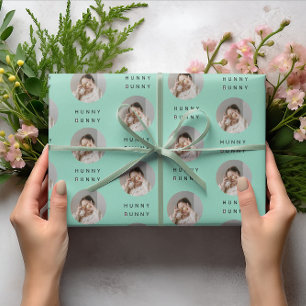 Papier Cadeau Hunny Bunny Photo Pâques Jaune Personnalisé