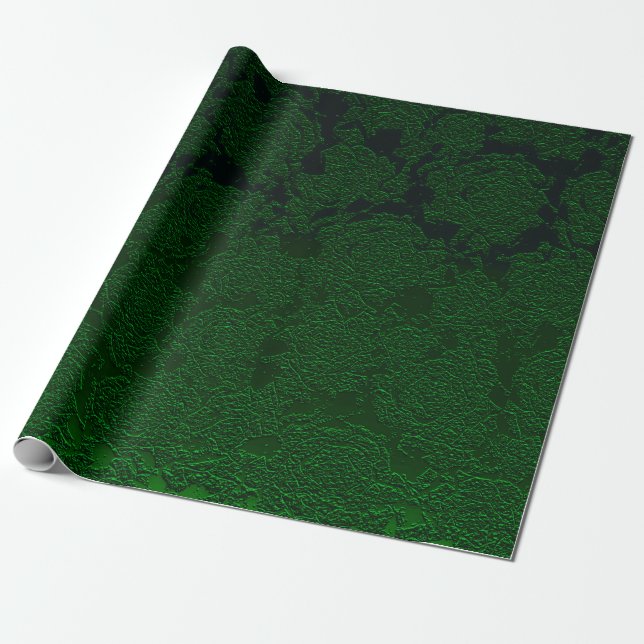 Papier Cadeau Hunter Green Elegant Succulent Motif Design (Déroulé)