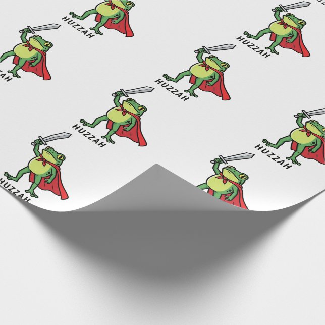 Papier Cadeau Huzzah Frog Chevalier Drôle Citation mème épée (Coin)