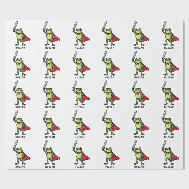 Papier Cadeau Huzzah Frog Chevalier Drôle Citation mème épée (Plat)