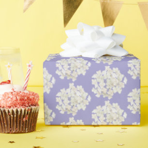 Papier Cadeau Hydrangea blanche sur Pastel Lavender