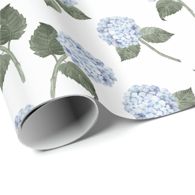 Papier Cadeau Hydrangea Bleue Fleurie  (Coin rond)