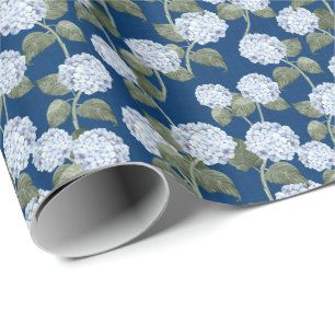 Papier Cadeau Hydrangea Bleue Texture de Lin Été Jardin
