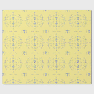 Papier Cadeau Hydrangea Block Motif jaune et bleu