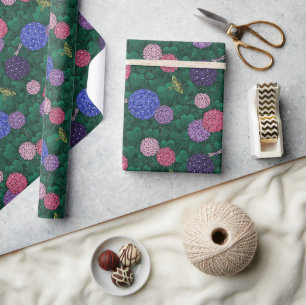 Papier Cadeau Hydrangea Garden Pewter Medium au papillon de nuit