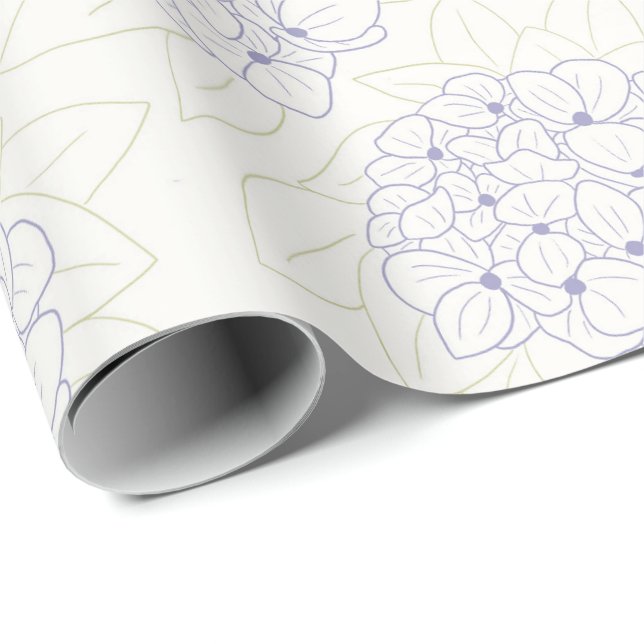 Papier Cadeau Hydrangeas violettes en contour (Coin rond)