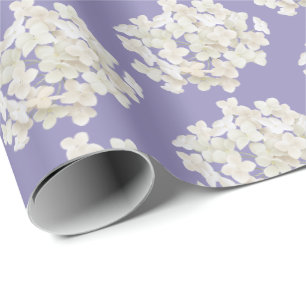 Papier Cadeau Hydrangée blanche sur Lavender