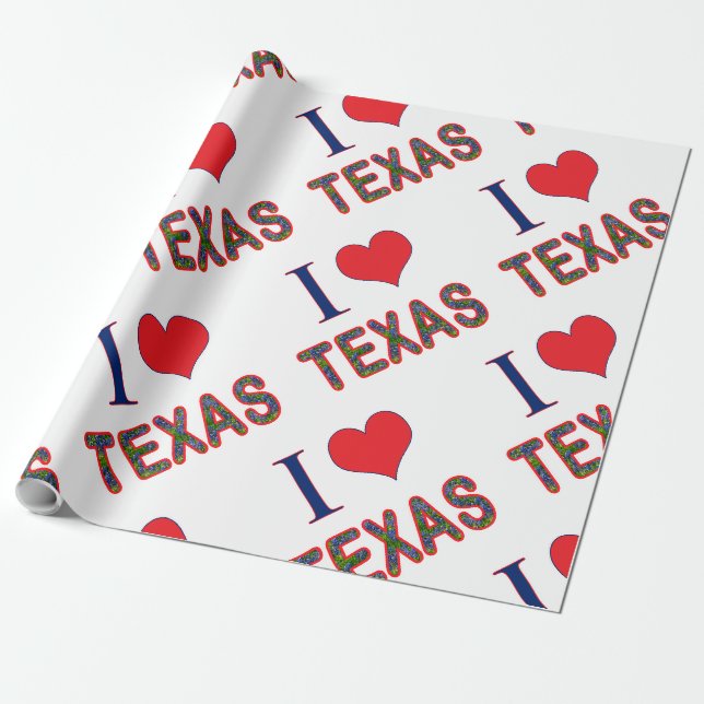 Papier Cadeau I (Coeur) Love Texas Bluebonnet (Déroulé)