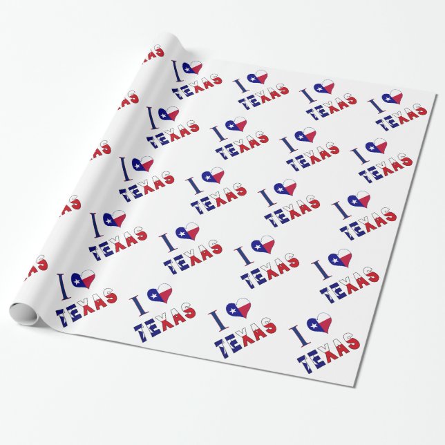 Papier Cadeau I (Coeur) Love Texas Flag (Déroulé)